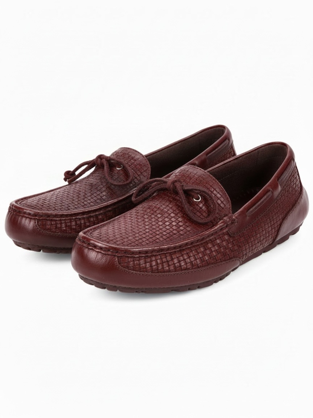 UGG Chester Woven Leather Driver Loafers Mahogany Brown Mens Size 12